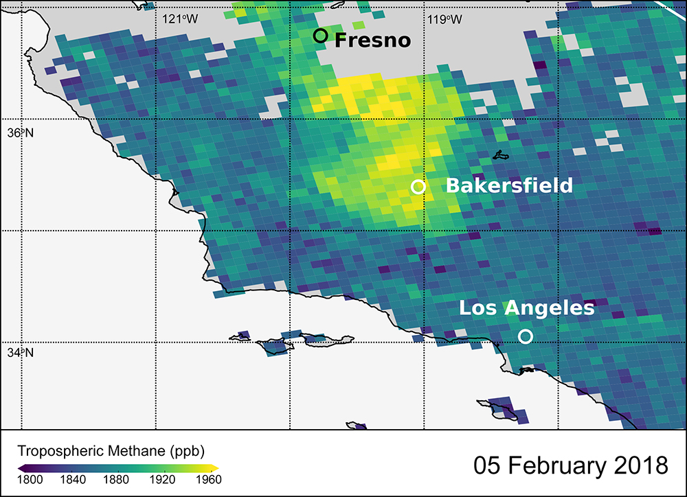 Satellitbilder visar metanutsläpp i Kalifornien
