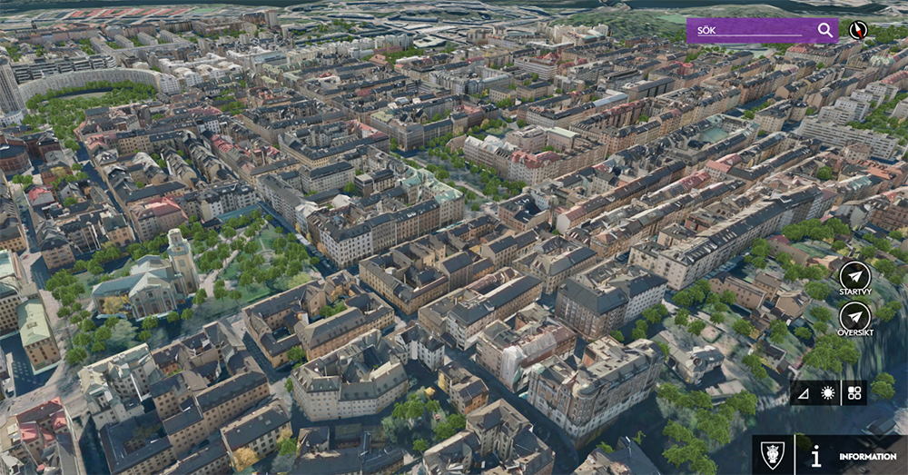 3D-stadsmodell över Södermalm i Stockholm