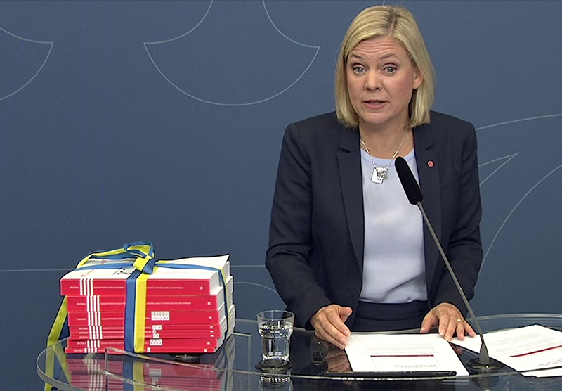 Magdalena Andersson presenterar regeringens budgetproposition 