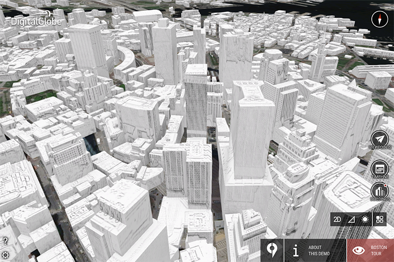3D-modell över Boston med DigitalGlobe