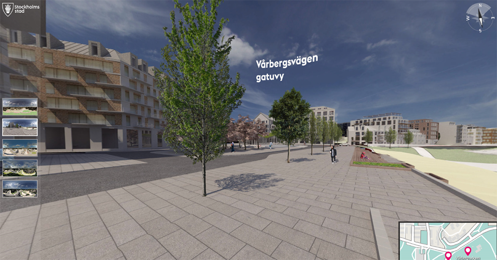 VR-vy av kommande bostadsområde i Stockholms stad